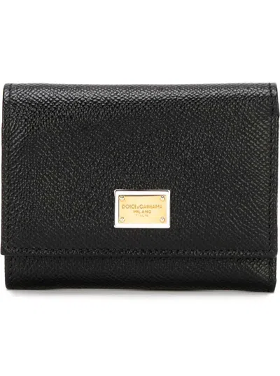 Dolce & Gabbana Dauphine Calfskin French-flap Wallet In Black