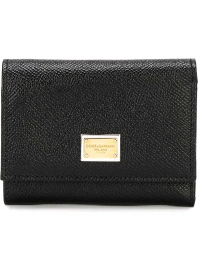 Dolce & Gabbana Black Leather Bifold Wallet With Logo Plate