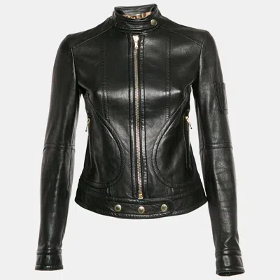 Pre-owned Dolce & Gabbana Black Leather Biker Jacket S