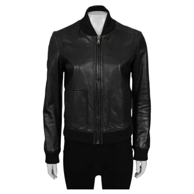 Pre-owned Dolce & Gabbana Black Leather Bomber Jacket - It38/xs