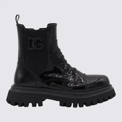 DOLCE & GABBANA BLACK LEATHER BOOTS