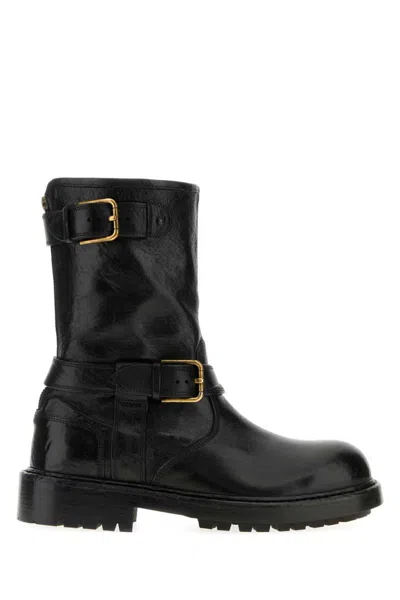 DOLCE & GABBANA BLACK LEATHER BOOTS