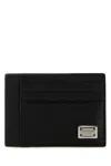 Dolce & Gabbana Black Textured Calf Leather Bi-fold Wallet