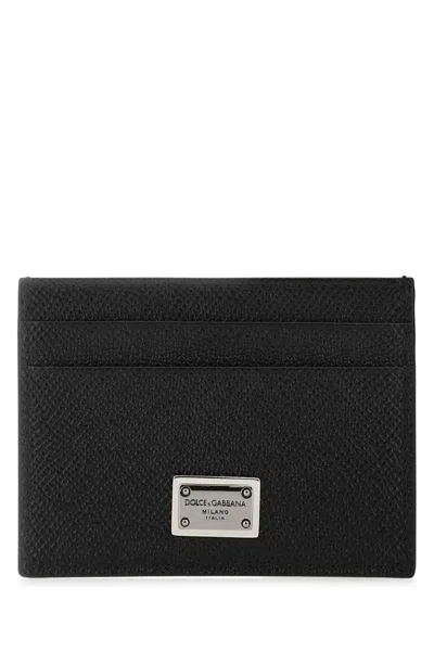 Dolce & Gabbana Black Card Holder With Logo Plaque On The Front In 80999