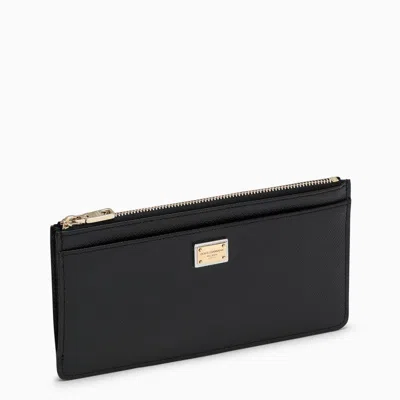 Dolce & Gabbana Black Leather Card Holder In Brown