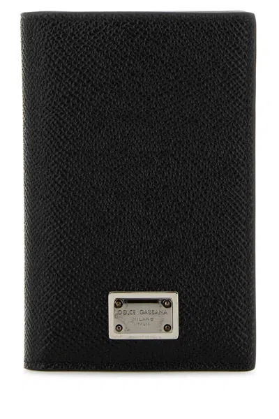 Dolce & Gabbana Bifold Leather Cardholder Dauphine Print In Black