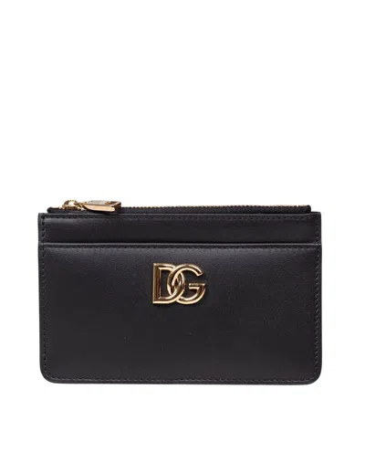 Dolce & Gabbana Black Calf Leather Logo Card Holder