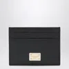 Dolce & Gabbana Black Dauphine Leather Card Holder With Logo Plaque In Black