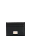 Dolce & Gabbana Black Leather Card Holder With Logo Plaque In Brown
