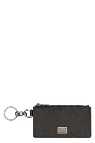 Dolce & Gabbana Leather Card Holder In Black