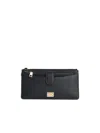 Dolce & Gabbana Leather Cardholder With Textured Finish And Gold-tone Hardware In Black