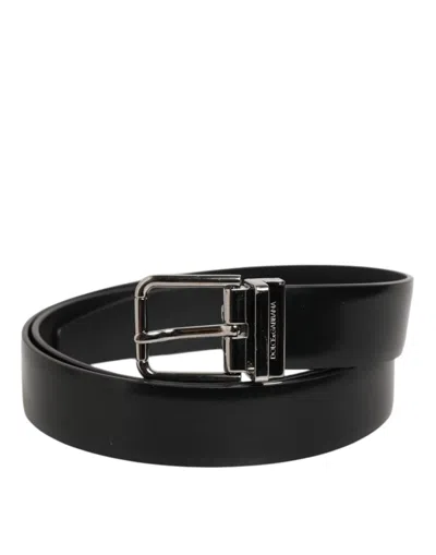 Pre-owned Dolce & Gabbana Black Leather Classic Metal Buckle Men Men's Belt ()