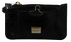 Dolce & Gabbana Black Leather Coin Purse Wristlet Mirror Agnese Women's Wallet In Black