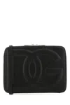 Dolce & Gabbana Black Crossbody Bag With Quilted Dg Logo In Leather Woman