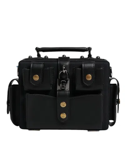 Pre-owned Dolce & Gabbana Black Leather Crossbody Top Handle Women's Bag ()