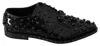 Dolce & Gabbana Black Leather Crystals Dress Broque Women's Shoes In Black