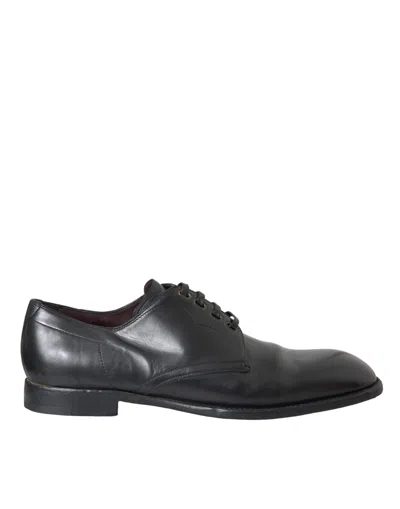 Pre-owned Dolce & Gabbana Black Leather Derby Formal Dress Men Men's Shoes ()