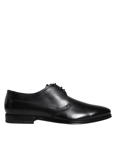 Dolce & Gabbana Black Leather Derby Formal Dress Men Shoes