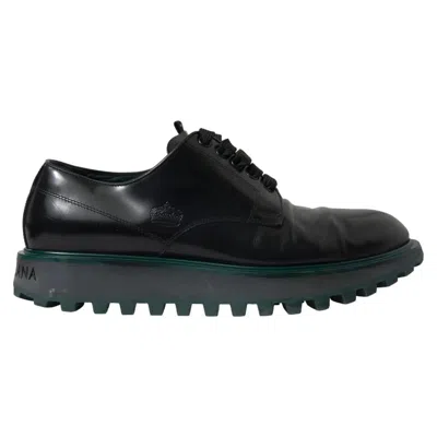 Pre-owned Dolce & Gabbana Black Leather Derby Formal Dress Men's Shoes ()