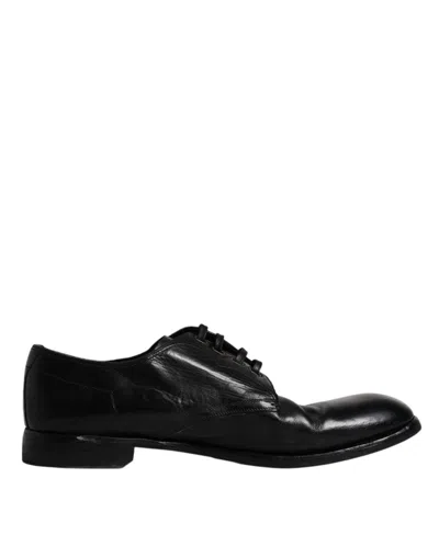 Pre-owned Dolce & Gabbana Black Leather Derby Formal Men Dress Men's Shoes ()