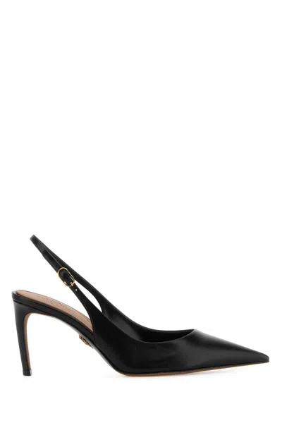 DOLCE & GABBANA DOLCE & GABBANA BLACK LEATHER DEVOTION 75 PUMPS