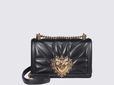 Dolce & Gabbana Black Leather Devotion Crossbody Bag