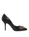Dolce & Gabbana Black Leather Dg Amore Heels Pumps Shoes In Black