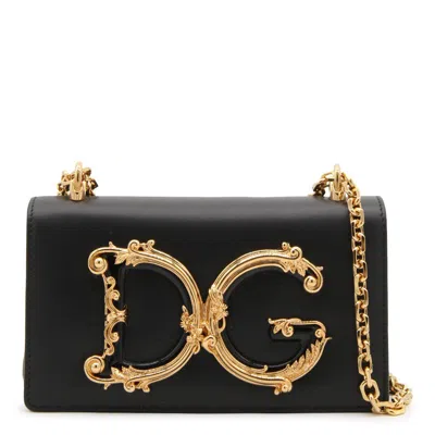 Dolce & Gabbana Black Leather Dg Shoulder Bag