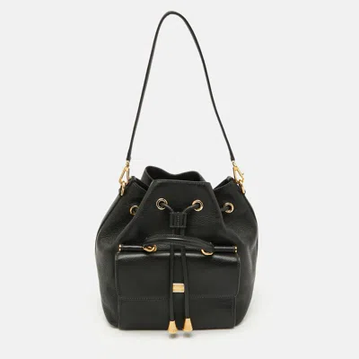 Pre-owned Dolce & Gabbana Black Leather Drawstring Bucket Bag