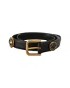 Dolce & Gabbana Black Leather Embellished Crystal Logo Belt