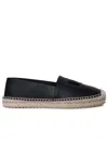 Dolce & Gabbana Logo-embossed Leather Espadrilles In Black