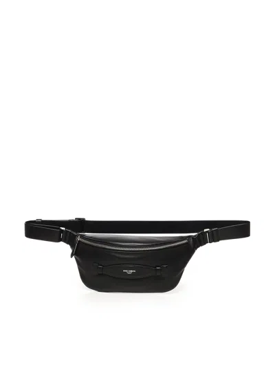 Dolce & Gabbana Black Leather Fanny Pack With Tassel