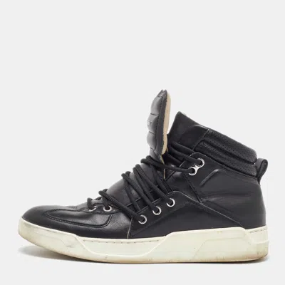 Pre-owned Dolce & Gabbana Black Leather Flag High Top Sneakers Size 42