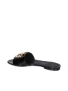 Dolce & Gabbana Logo-plaque Leather Slides In Black