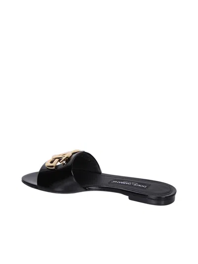 DOLCE & GABBANA DOLCE & GABBANA BLACK LEATHER FLATS