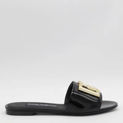 DOLCE & GABBANA DOLCE & GABBANA BLACK LEATHER FLATS