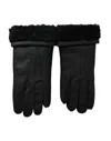 Dolce & Gabbana Black Leather Fur Short Hands Mitten Men Gloves In Black