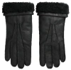 DOLCE & GABBANA BLACK LEATHER FUR SHORT HANDS MITTEN MEN GLOVES