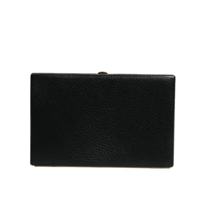 Dolce & Gabbana Black Leather Gold Frame Clutch Evening Party Purse Bag Aluminum Goat In ["black"]