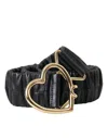 Dolce & Gabbana Black Leather Gold Heart Metal Buckle Belt In Black