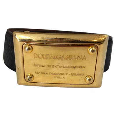 Pre-owned Dolce & Gabbana Black Leather Gold Tone Hardware Belt