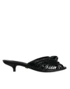 Dolce & Gabbana Black Exotic Leather Heels Slides Shoes