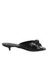 Dolce & Gabbana Black Exotic Leather Heels Slides Shoes In Black