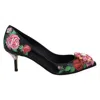 Dolce & Gabbana Black Leather Pump In Animal Print