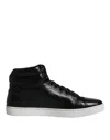 Dolce & Gabbana Black Leather High Top Men Sneakers Men's Shoes In Black