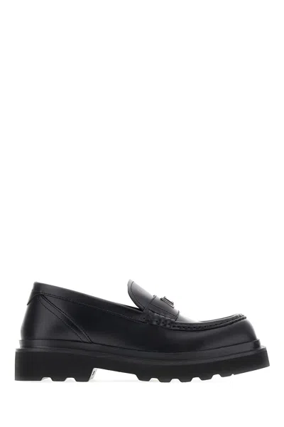 Dolce & Gabbana Black Leather Ho-trekking Loafers In 80999