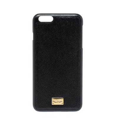 Pre-owned Dolce & Gabbana Black Leather Iphone 7/8 Plus Case