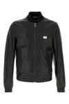 Dolce & Gabbana Black Jacket With Metal Logo Patch On The Chest