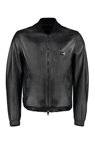 Dolce & Gabbana Black Leather Jacket For Men