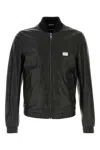 Dolce & Gabbana Black Jacket With Metal Logo Patch On The Chest In Nero